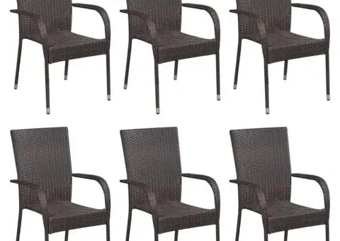 Set mobilier de grădină, 7 piese, maro, poliratan - 2/5