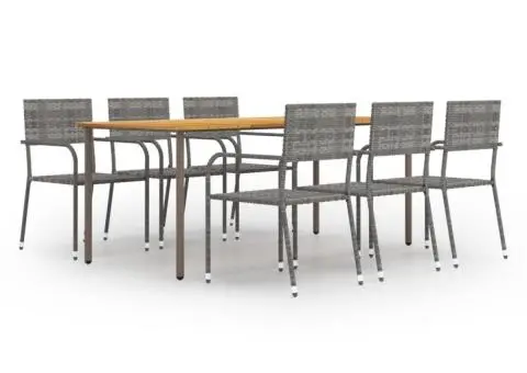 Set mobilier de grădină, 7 piese, antracit, poliratan - 1/5