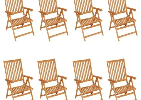 Scaune de grădină rabatabile, perne, 8 buc., lemn masiv de tec - 2/5