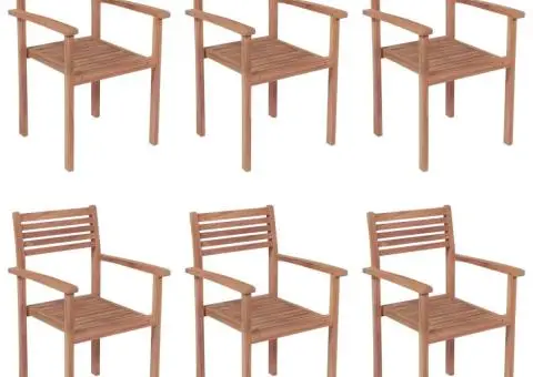 Scaune de grădină stivuibile cu perne, 6 buc., lemn masiv tec - 3/5
