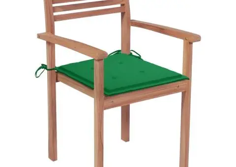 Scaune de grădină stivuibile cu perne, 8 buc., lemn masiv tec - 2/5