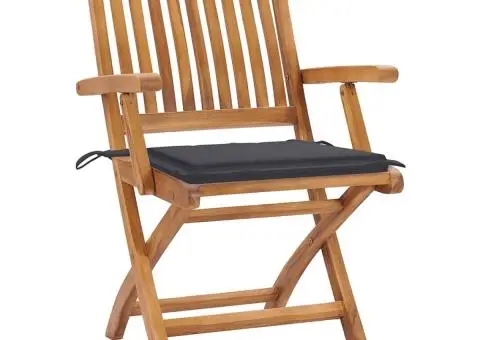 Scaune de grădină pliabile cu perne, 8 buc., lemn masiv de tec - 2/5