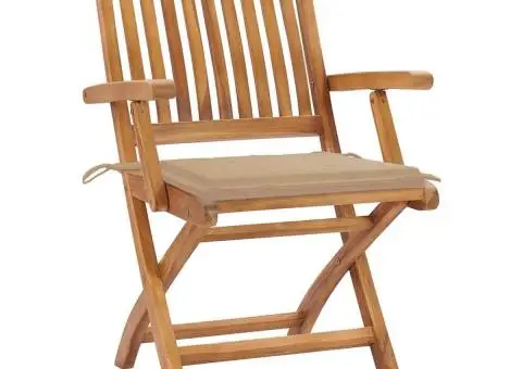 Scaune de grădină pliabile cu perne, 8 buc., lemn masiv de tec - 2/5