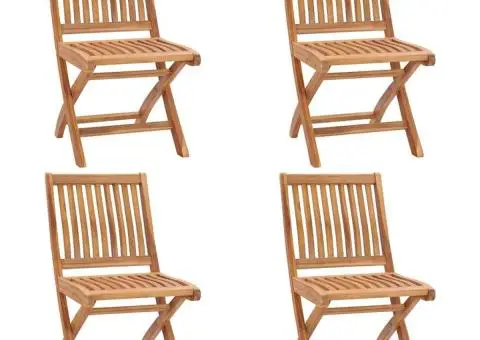 Scaune grădină pliabile, 4 buc, lemn masiv tec - 1/5