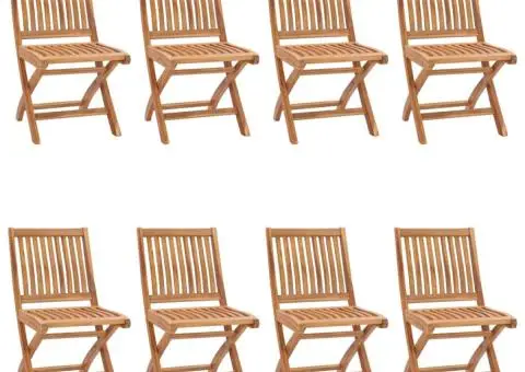 Scaune de grădină pliabile, 8 buc., lemn masiv de tec - 1/5
