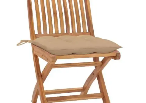 Scaune grădină pliabile cu perne, 4 buc, lemn masiv tec - 2/5