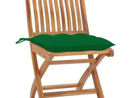 Scaune grădină pliabile cu perne, 4 buc, lemn masiv tec - 2/5