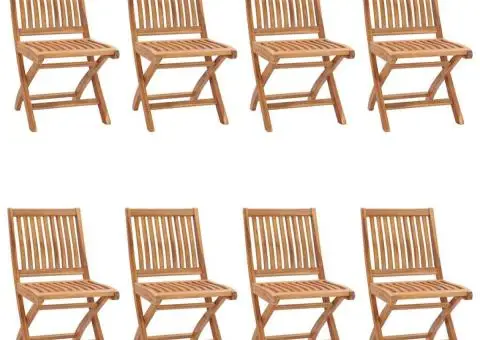 Scaune pliabile de grădină cu perne, 8 buc., lemn masiv de tec - 2/5