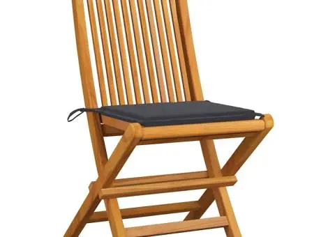 Scaune de grădină cu perne antracit, 8 buc., lemn masiv de tec - 2/5