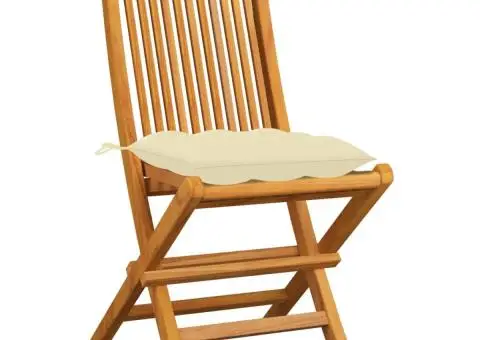 Scaune de grădină cu perne alb crem, 8 buc., lemn masiv de tec - 3/5
