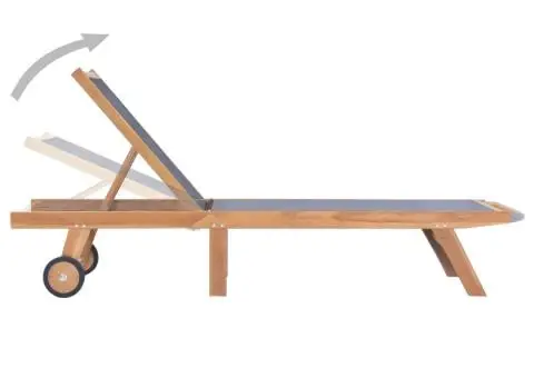 Șezlonguri pliabile cu roți, 2 buc., lemn masiv tec/textilenă - 4/5