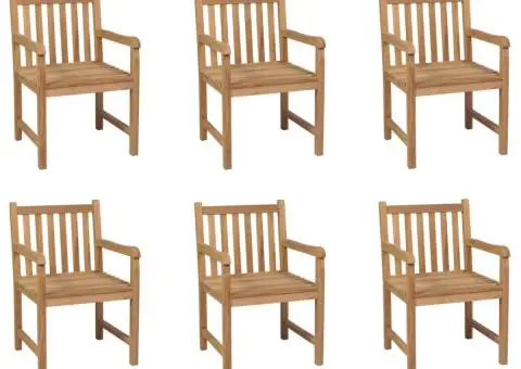 Scaune de grădină, 6 buc., lemn masiv de tec - 1/5