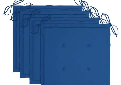 Scaune grădină cu perne albastru regal, 4 buc., lemn masiv tec - 5/5