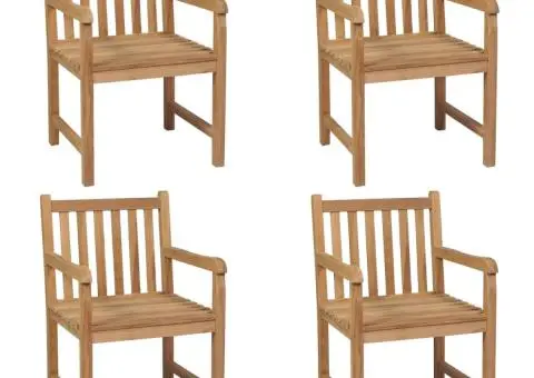 Scaune de grădină cu perne alb crem, 4 buc., lemn masiv de tec - 2/5