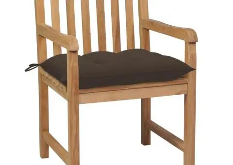 Scaune de grădină cu perne gri taupe, 6 buc., lemn masiv de tec - 3/5