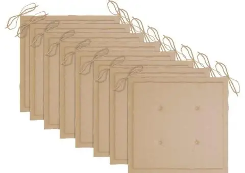 Scaune de grădină cu perne bej, 8 buc., lemn masiv de tec - 5/5