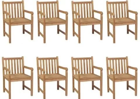 Scaune de grădină cu perne negre, 8 buc., lemn masiv de tec - 2/5