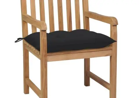 Scaune de grădină cu perne negre, 8 buc., lemn masiv de tec - 3/5