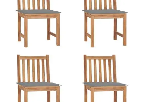 Scaune de grădină cu perne, 4 buc., lemn masiv de tec - 1/5