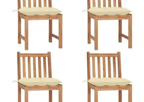 Scaune de grădină cu perne, 4 buc., lemn masiv de tec - 1/5