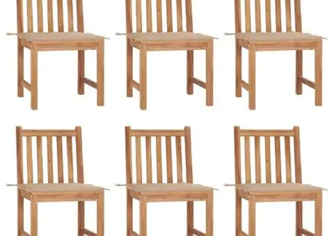 Scaune de grădină cu perne, 6 buc., lemn masiv de tec - 1/5