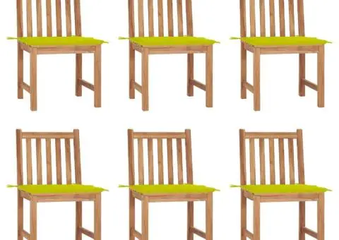 Scaune grădină cu perne, 6 buc., lemn masiv tec - 1/5