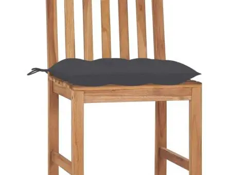 Scaune grădină cu perne, 6 buc., lemn masiv tec - 3/5