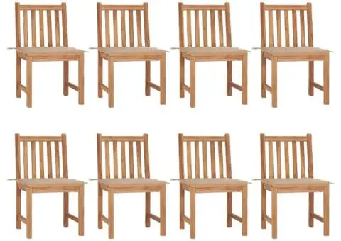 Scaune de grădină cu perne, 8 buc., lemn masiv de tec - 1/5