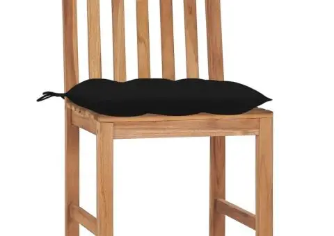 Scaune de grădină cu pernă, 8 buc., lemn masiv de tec - 3/5