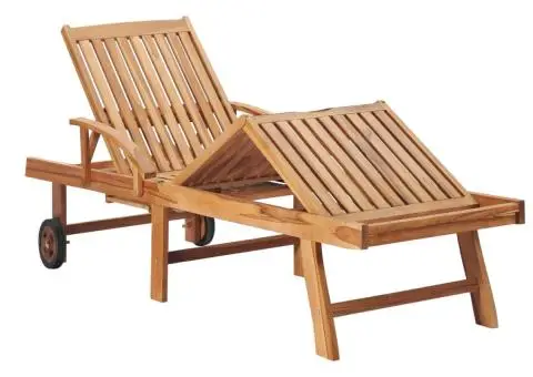 Șezlonguri cu pernă neagră, 2 buc., lemn masiv de tec - 3/5