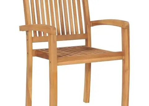 Scaune grădină stivuibile, 6 buc, lemn masiv tec - 2/5