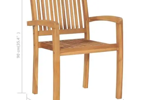 Scaune grădină stivuibile, 6 buc, lemn masiv tec - 5/5