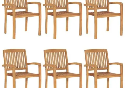 Scaune grădină stivuibile cu perne, 6 buc., lemn masiv de tec - 2/5