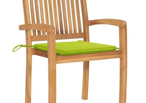 Scaune grădină stivuibile cu perne, 6 buc., lemn masiv de tec - 3/5