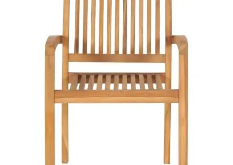 Scaune de grădină stivuibile cu perne, 4 buc., lemn masiv tec - 5/5