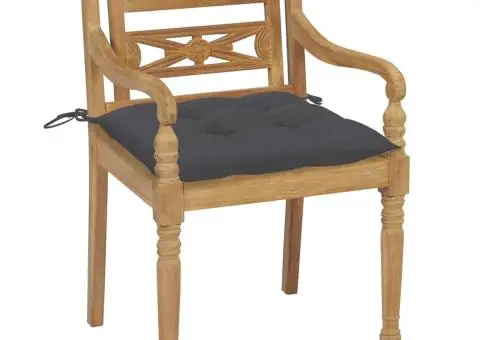 Scaune Batavia cu perne, 4 buc., lemn masiv de tec - 2/5