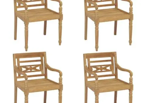 Scaune Batavia cu perne, 4 buc., lemn masiv de tec - 3/5