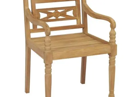 Scaune Batavia cu perne, 4 buc., lemn masiv de tec - 4/5