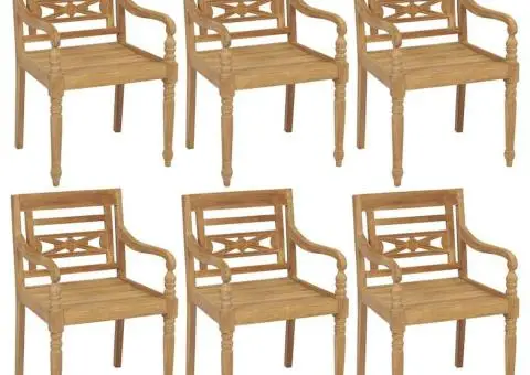 Scaune Batavia cu perne, 6 buc., lemn masiv tec - 2/5