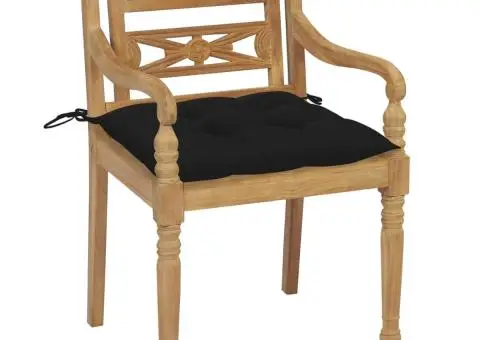 Scaune Batavia cu perne, 6 buc., lemn masiv tec - 3/5