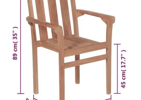 Scaune de grădină stivuibile, 8 buc., lemn masiv de tec - 5/5
