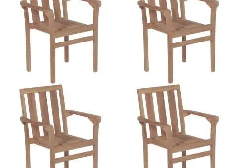 Scaune de grădină stivuibile cu perne, 4 buc., lemn masiv tec - 2/5
