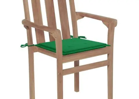 Scaune de grădină stivuibile cu perne, 4 buc., lemn masiv tec - 3/5