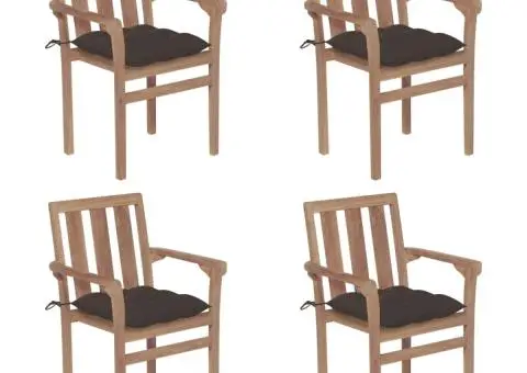 Scaune de grădină stivuibile cu perne, 4 buc., lemn masiv tec - 1/5