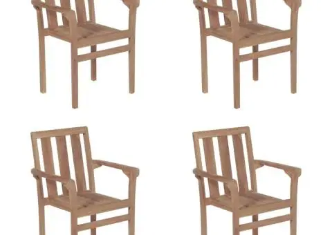 Scaune de grădină stivuibile cu perne, 4 buc., lemn masiv tec - 3/5