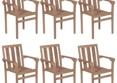 Scaune grădină stivuibile cu perne, 6 buc, lemn masiv tec - 2/5