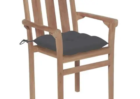 Scaune grădină stivuibile cu perne, 6 buc, lemn masiv tec - 3/5