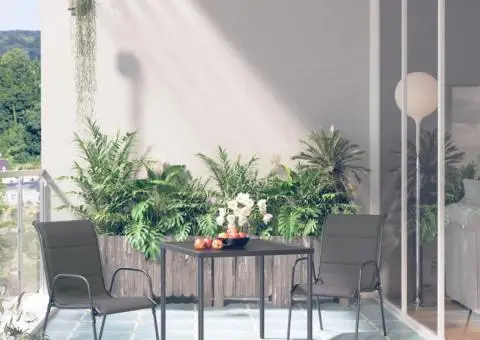 Set mobilier de exterior, 3 piese, antracit, oțel - 1/5