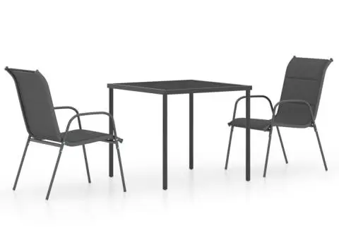 Set mobilier de exterior, 3 piese, antracit, oțel - 2/5