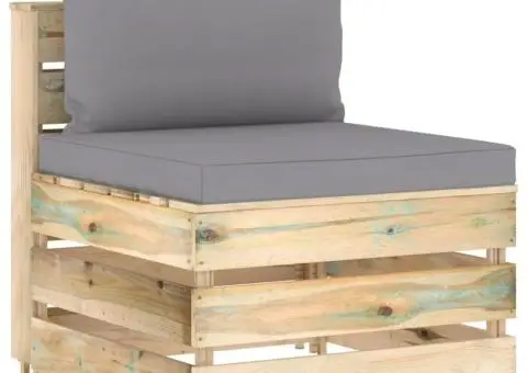 Canapea de mijloc modulară cu perne, lemn verde tratat - 1/5